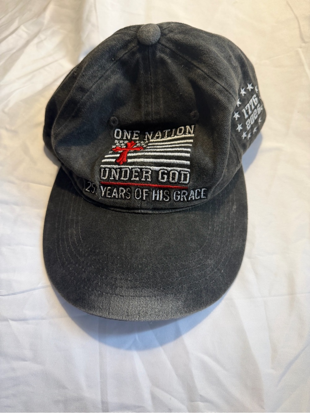 One Nation Under God Embroidered Black Baseball Cap